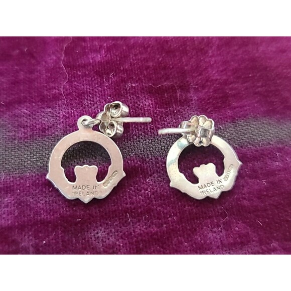 925 Claddagh Dangling Earrings Vintage - Picture 2 of 10